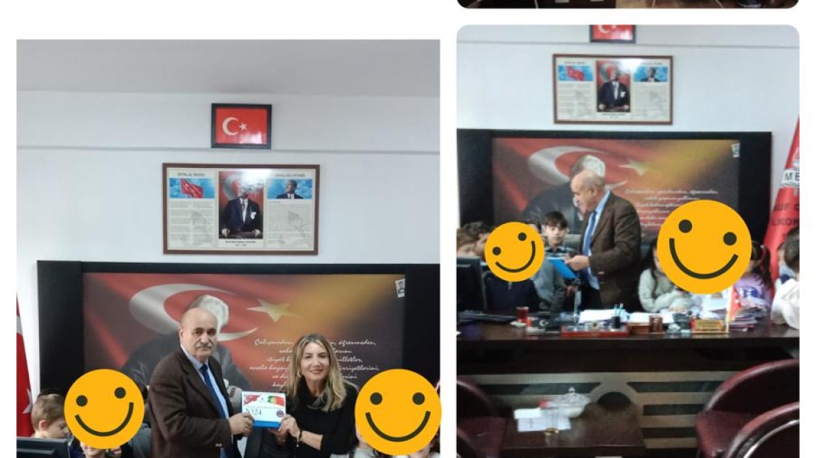 Our school's 1-A class teacher Sevim SAĞLAM ŞATIROĞLU and her students presented the calendar of the MY CİTY MY STORY project to our school principal Ali GÜNDOĞAN and gave information about the project.
